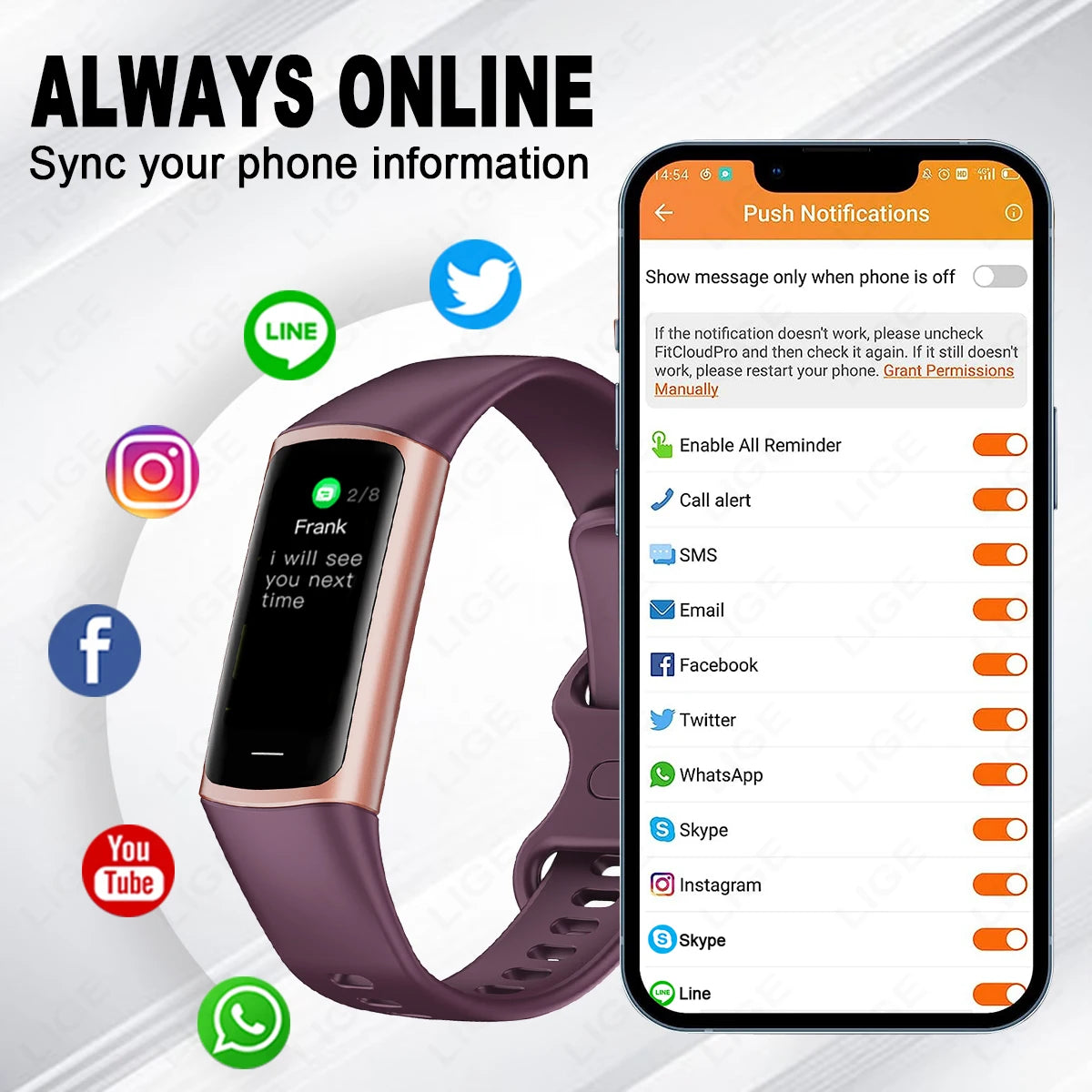 LIGE New Fashion Smartwatch Men Women