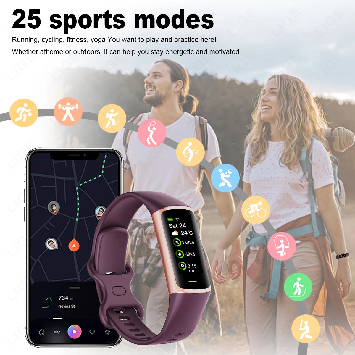 LIGE New Fashion Smartwatch Men Women