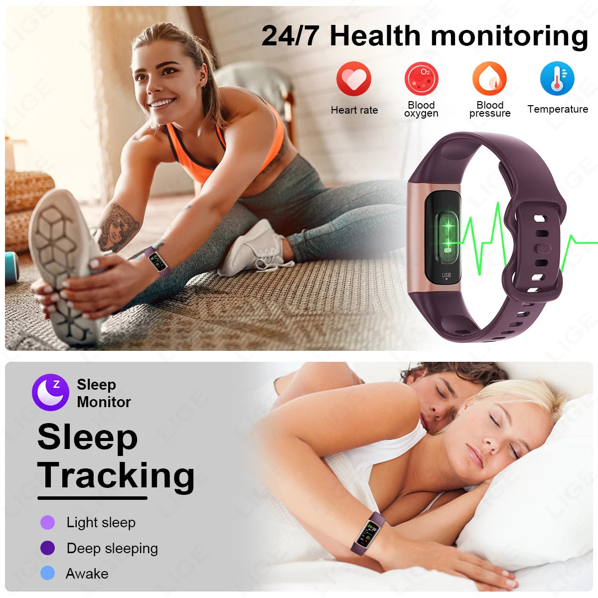 LIGE New Fashion Smartwatch Men Women