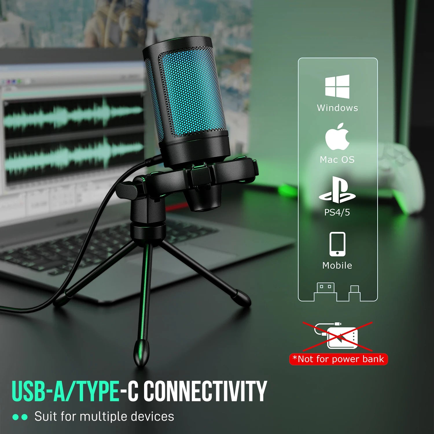 FIFINE AmpliGame A2 RGB Microphone